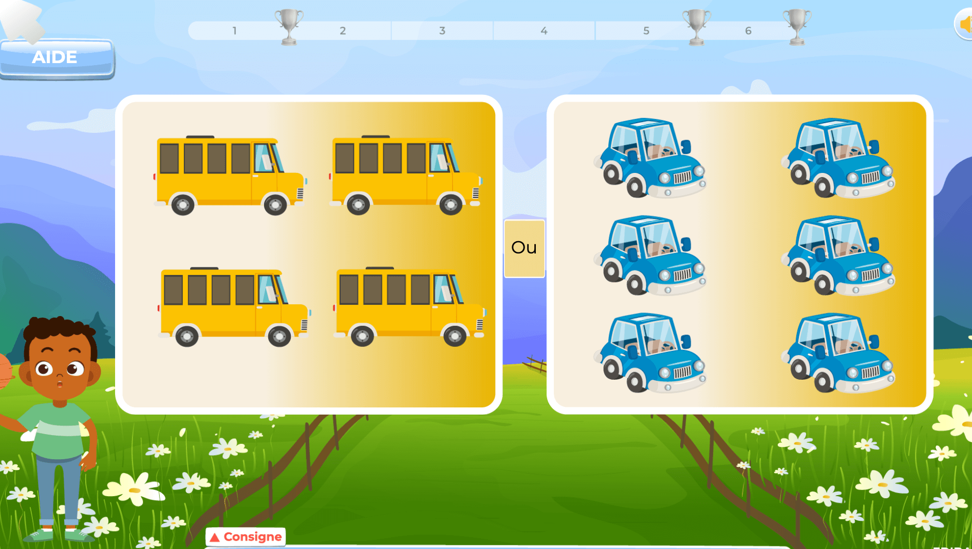 jeu éducatif interactif pour reconnaître les chiffres et comparer enfant 4 ans