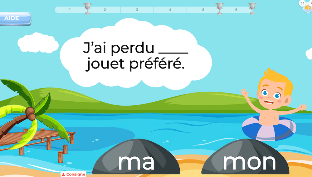 Exercice de grammaire avec correction immédiate
